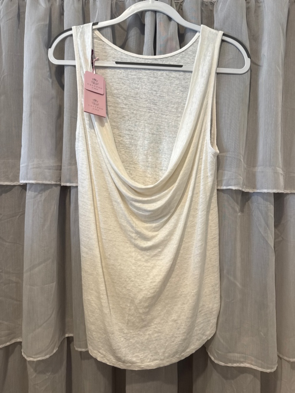 Calypso St. Barth Cream Draped-Back Tank